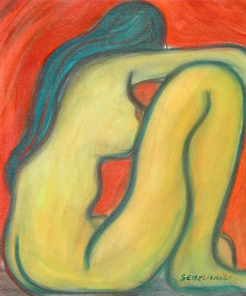 Original painting of Yellow Figure Framed