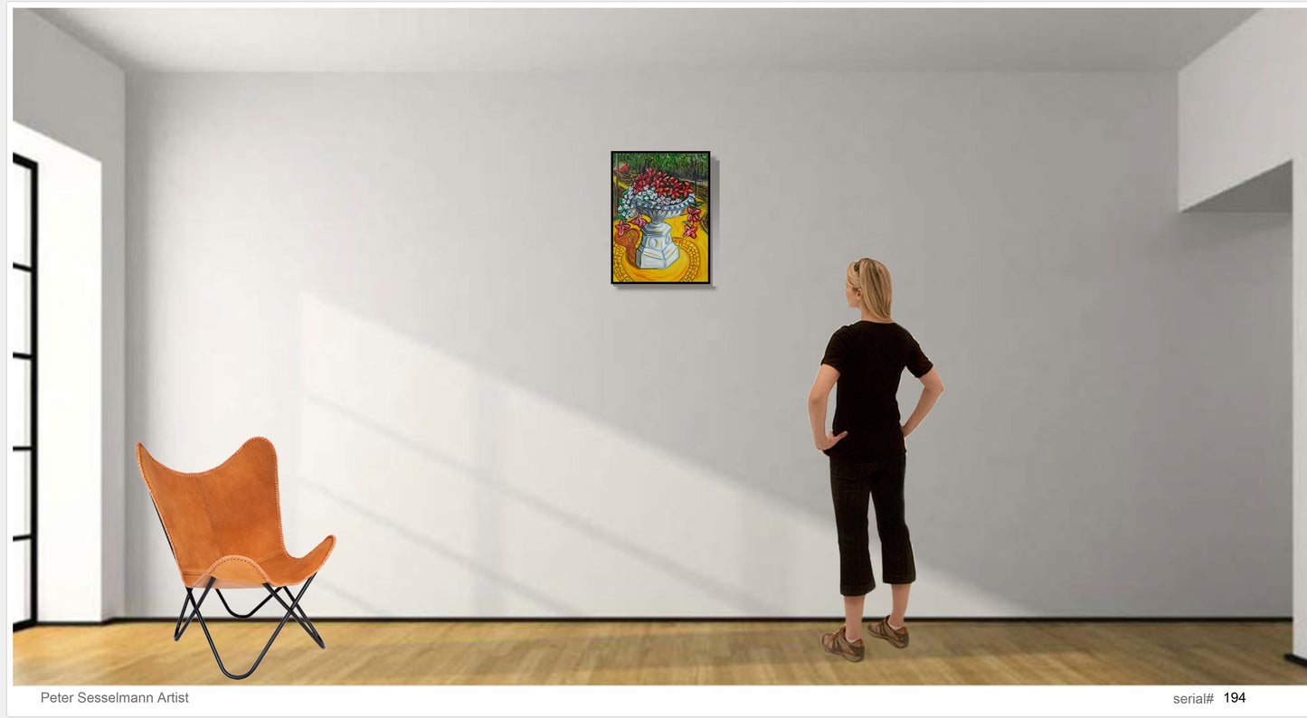 Red flowers in driveway