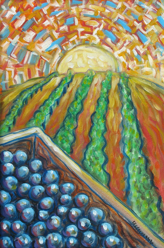 Original painting of Vineyard Diptyche Vinyard