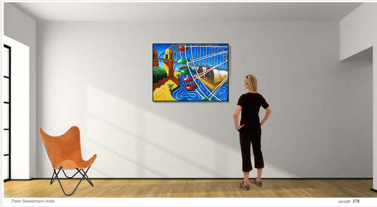 Opera House and Bridge through Ferris Wheel