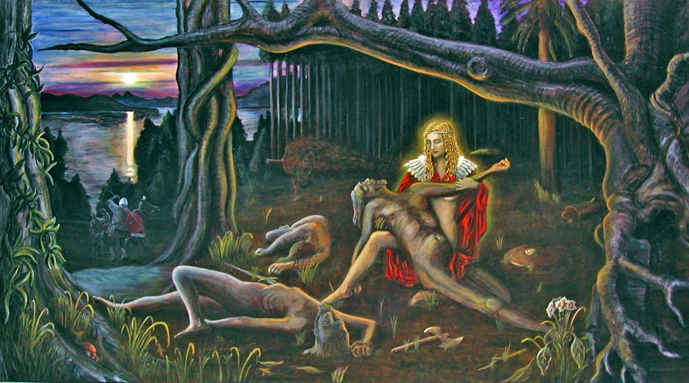 Original painting of Valkyrie maiden of the slain