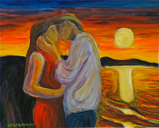 Original painting of The Kiss 2 (sunset)