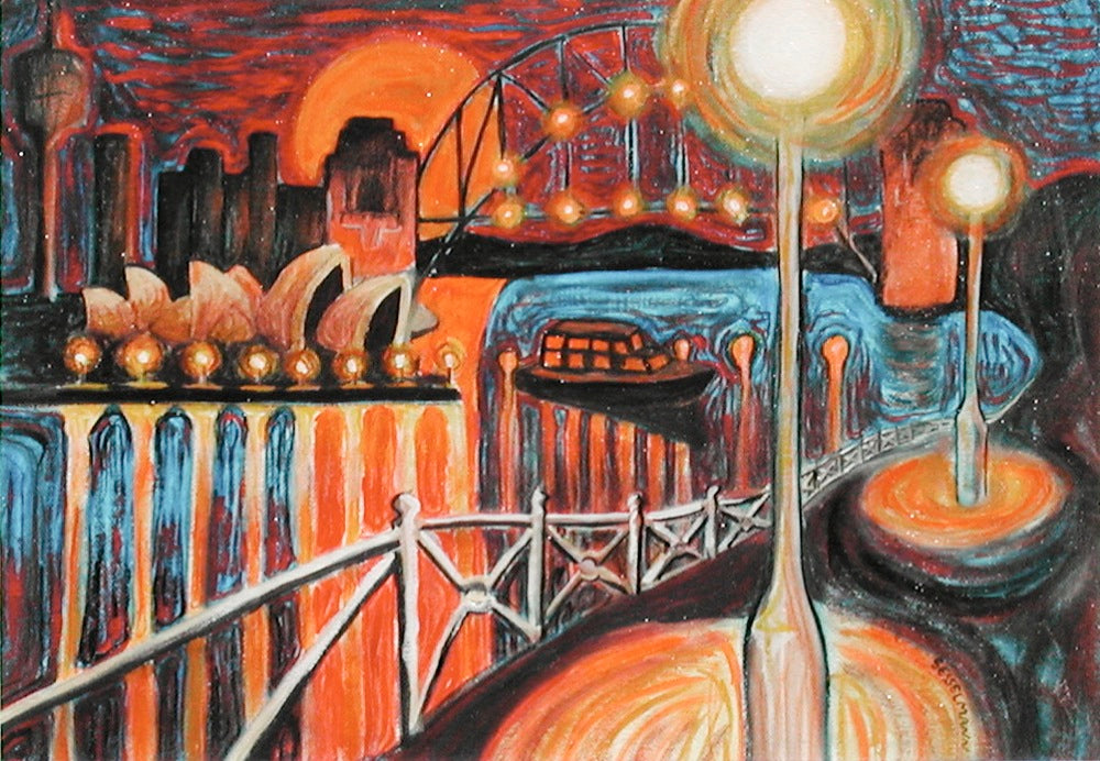 Original painting of Sydney by night