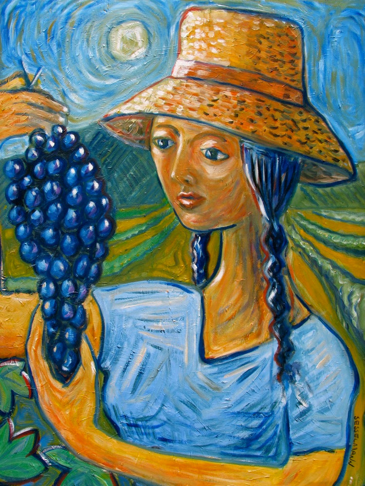 Original painting of Grape Harvest Girl