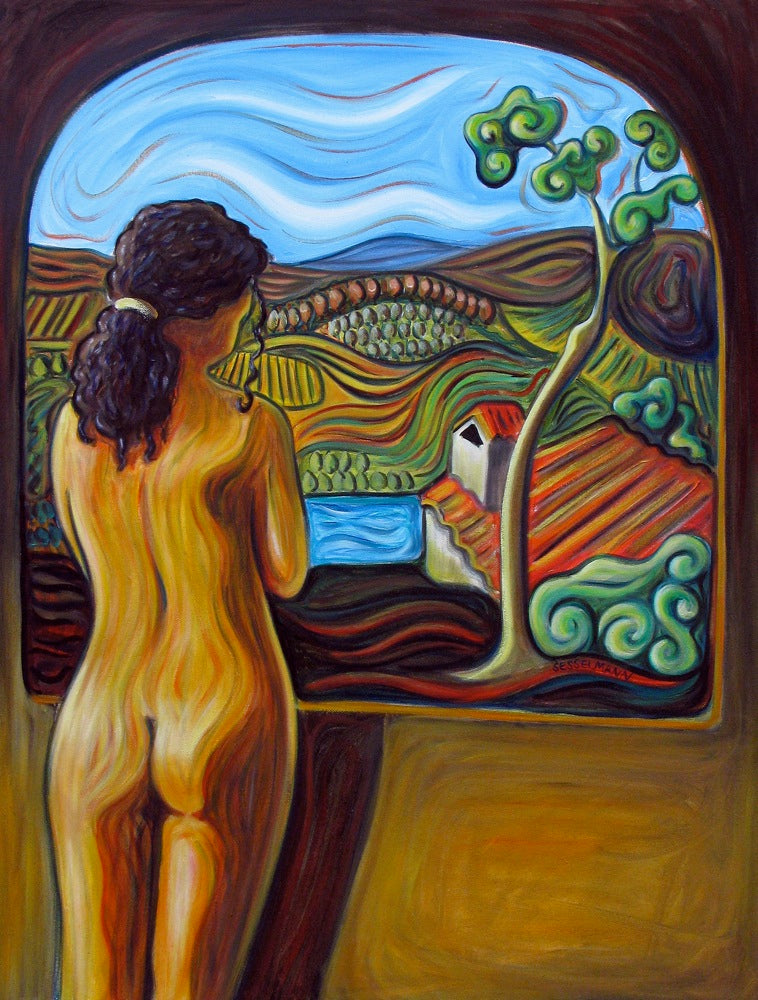 Original painting of Figure by window in the Tuscany