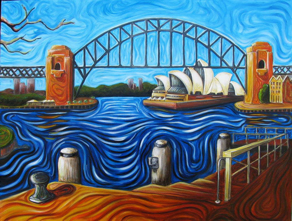 Original painting of Sydney from blues point no boat
