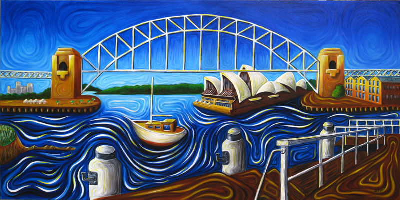 Original painting of Sydney Blues point panorama