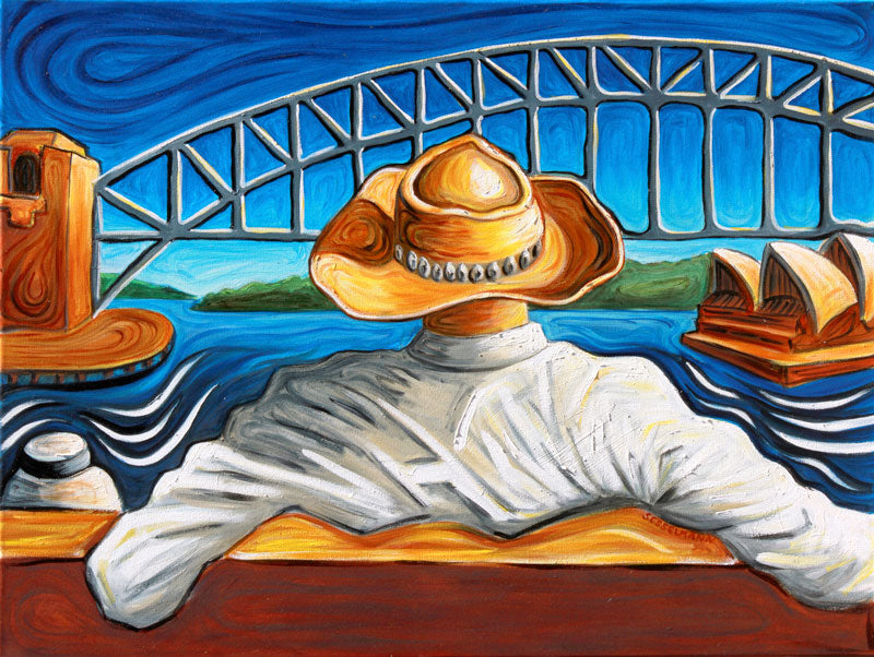 Original painting of man in the Hat Sydney