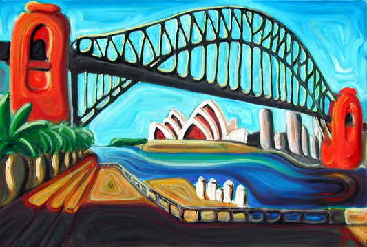 Original painting of Sydney harbor from Luna Park