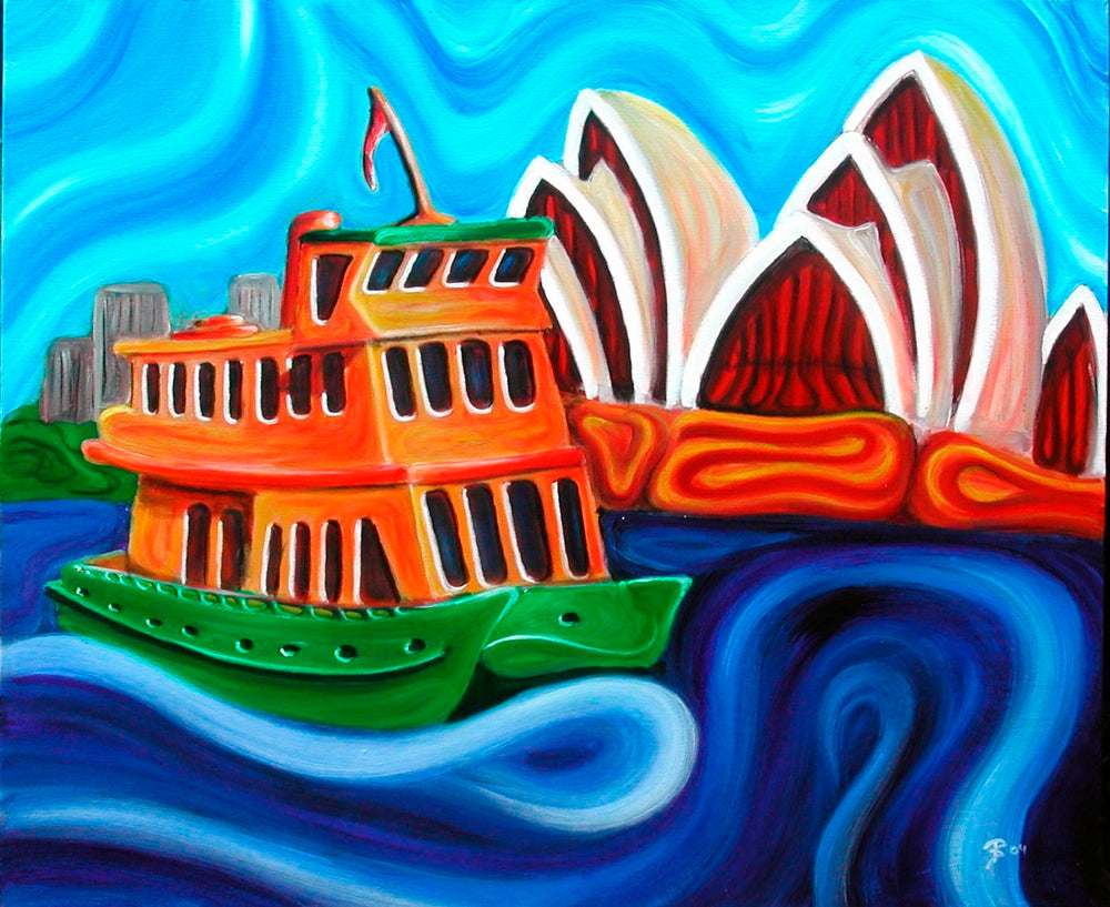 Original painting of Ferry and Opera house