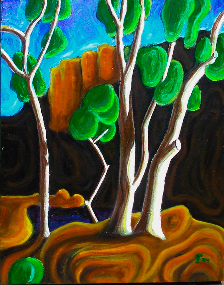 Original painting of Ghost gums Outback Gum trees