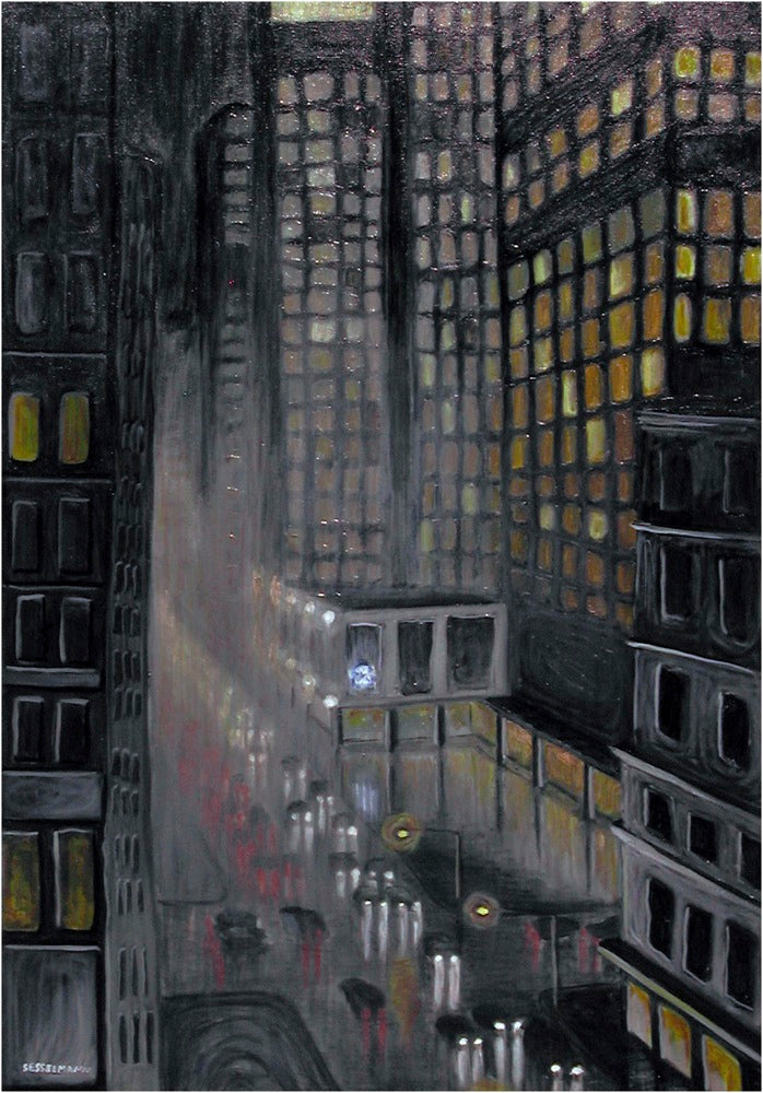 Original painting of Rain in the City