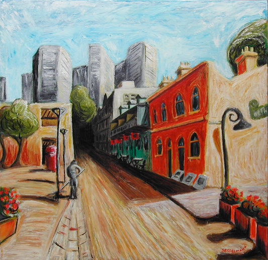 Original painting of Man sweeping Argyle street