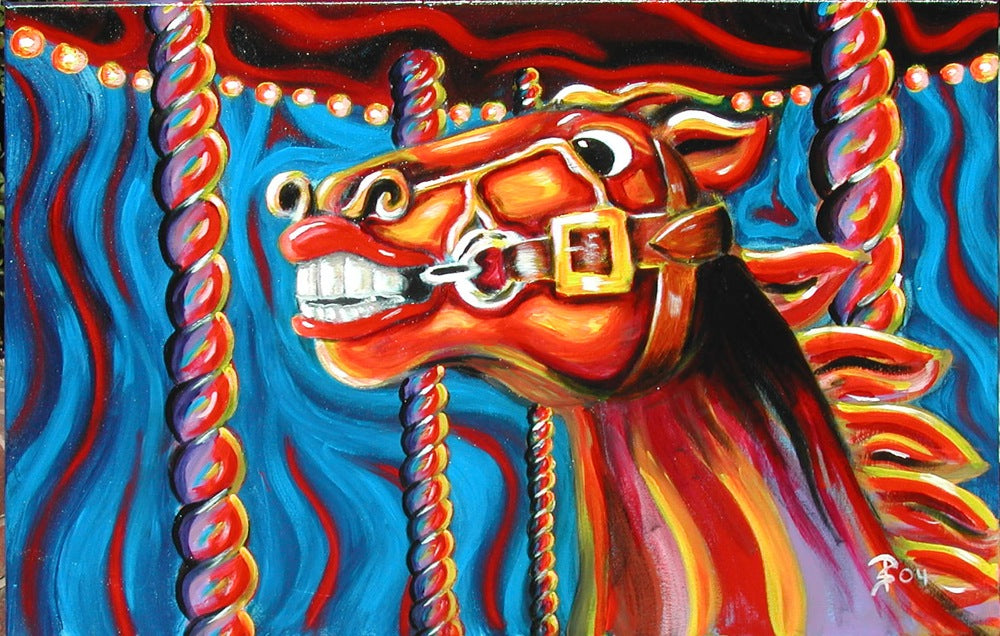 Original painting of Luna park Carrousel Horse