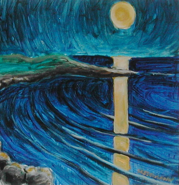 Original painting of Alone in moonlight