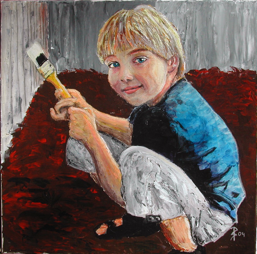Miles painting the Fence